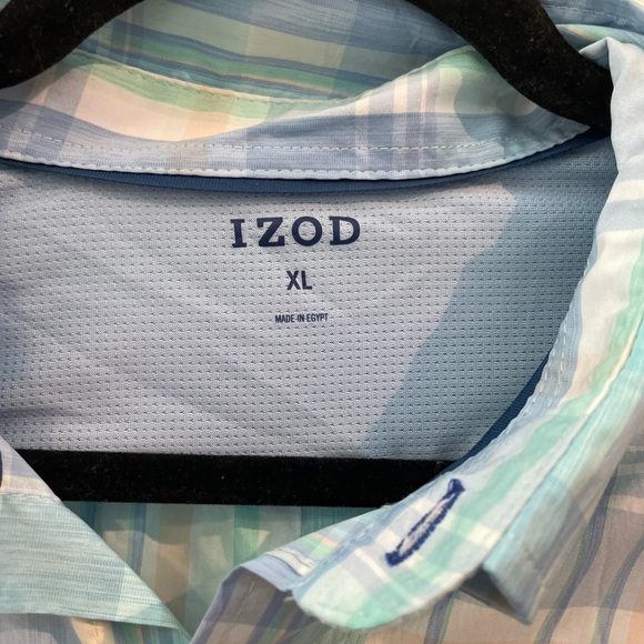 Izod Blue and Green Plaid Shirt - Picture 3 of 5